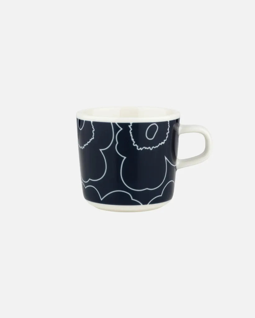 Oiva / Piirto Unikko Kahvikuppi 2dl coffee mug white dark blue