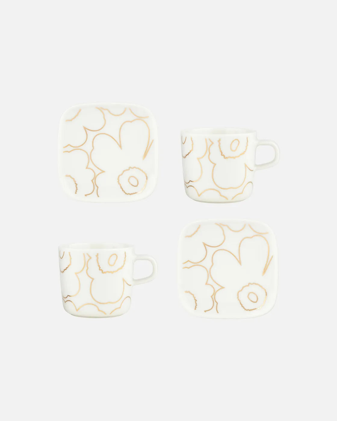 Oiva / Piirto Unikko cup and plate set mug white gold