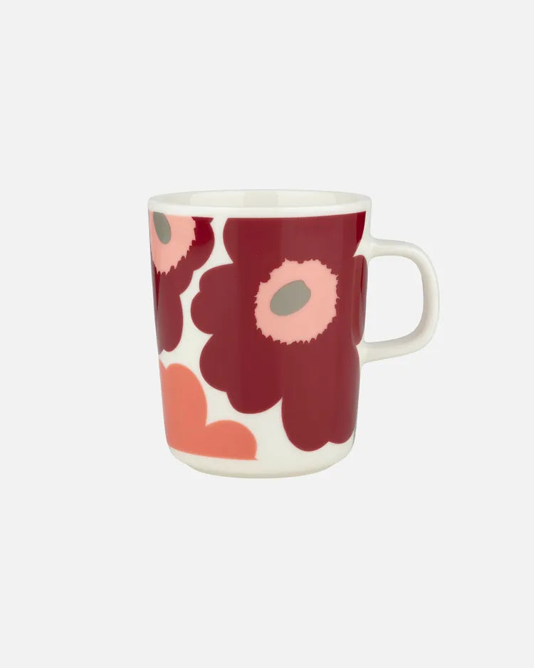 Oiva / Unikko Muki 2,5 Dl mug white dark cherry salmon red