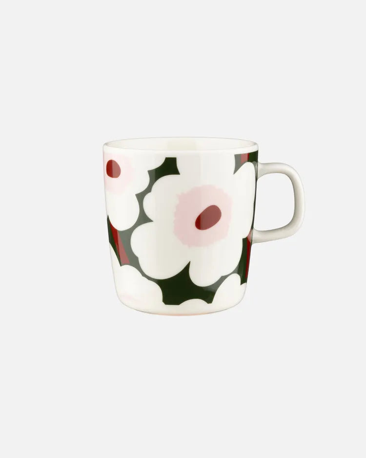 Oiva / Unikko Mug 4 Dl white dark green light pink