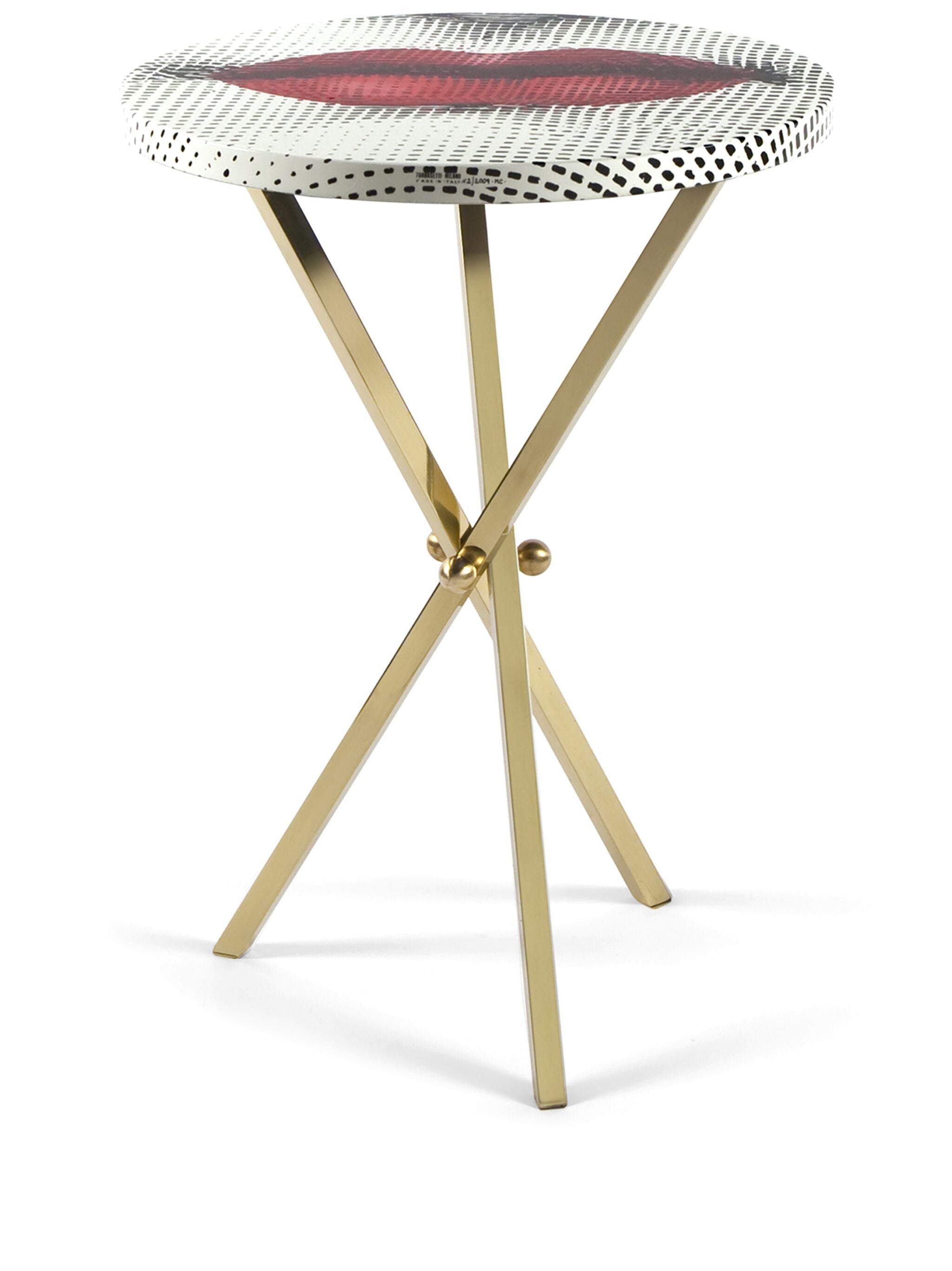 Fornasetti table 36 cm small side table Bocca brass legs