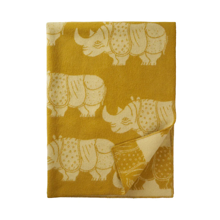 Blanket wool 130x180cm - Rhino Lisa Larson Yellow