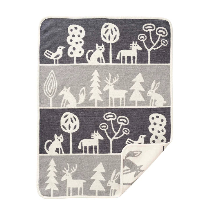 Klippan blanket 70x90 cm  organic cotton chenille - Wildlife Small Blanket  Grey