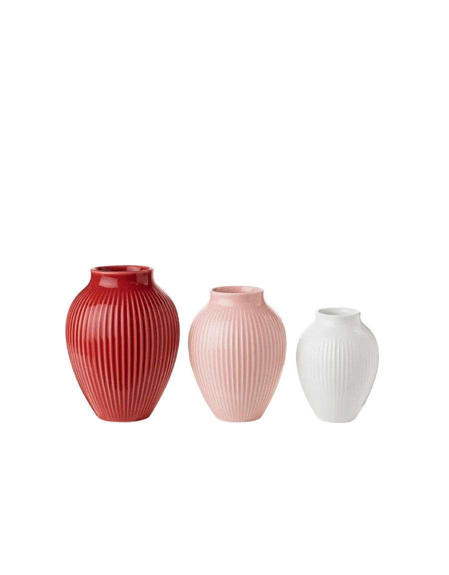 Knabstrup Vase, Bordeaux, White and Rose, Set of 3