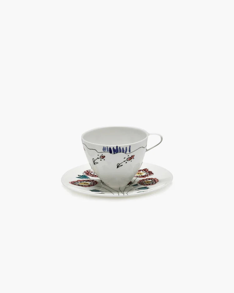 Marni Midnight Flower Coffee cup high with saucer Anemone milk