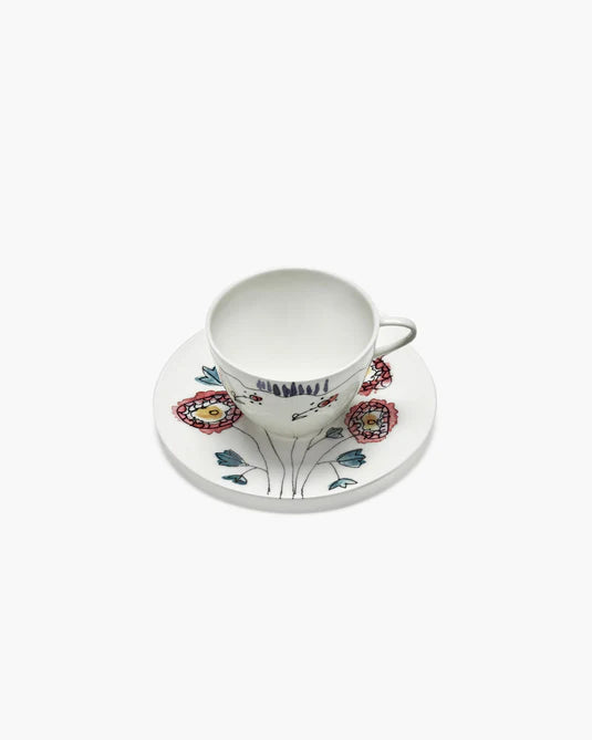 Marni Midnight Flower Coffee cup high with saucer Anemone milk