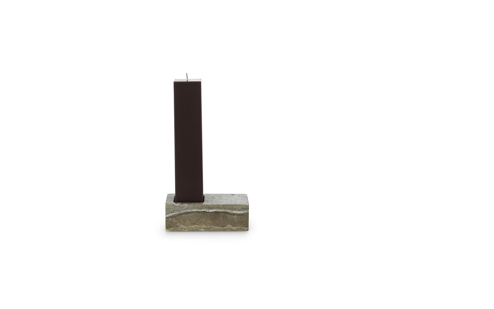 Even Candle Holder Silver Travertine