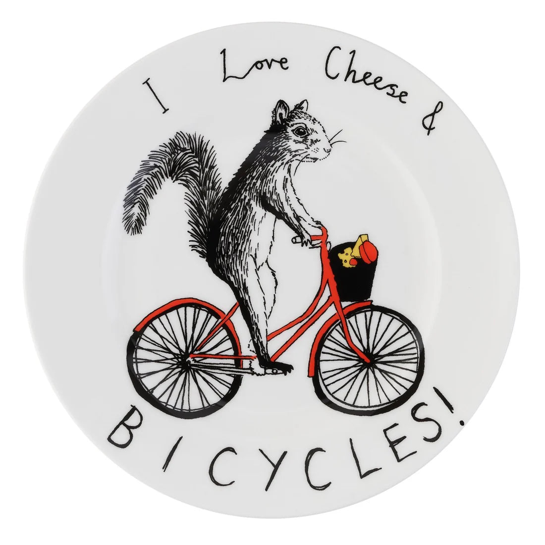 Side Plate 'I Love Cheese & Bicycles'