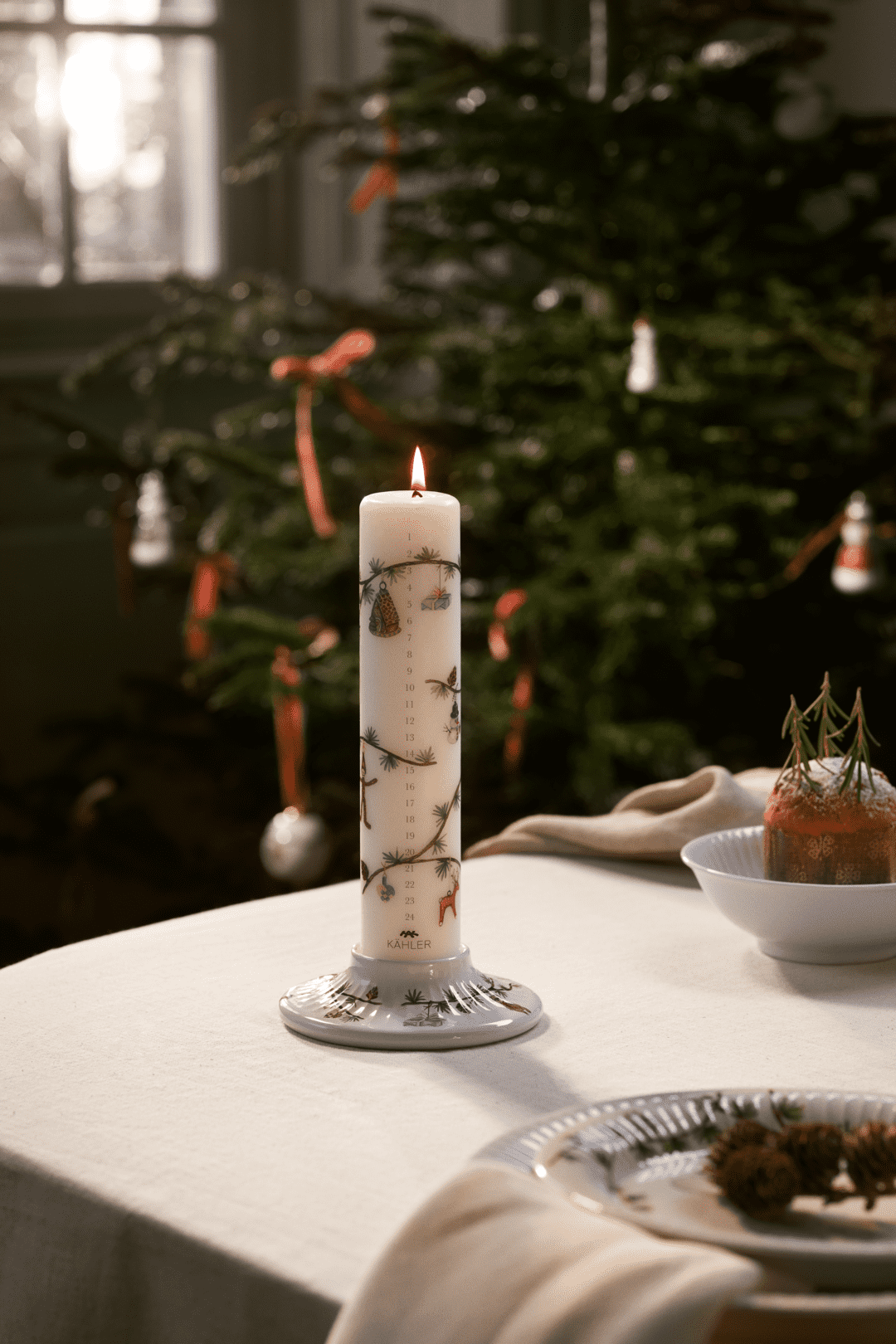 Hammershoi Christmas Advent Candle 2024 Dia 2" White W. Deco