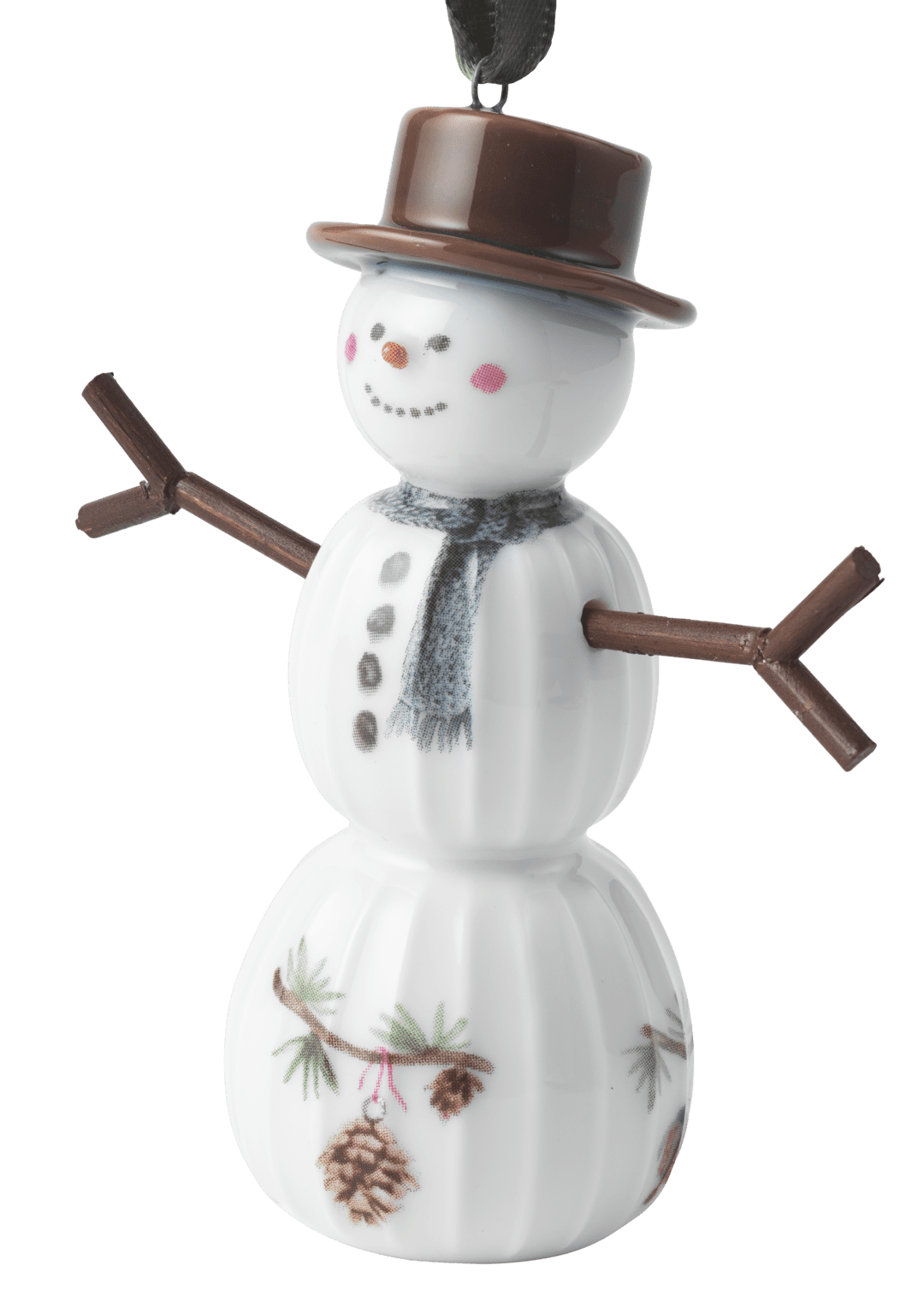 Hammershoi Christmas Snowman, Hanging H 3.7" White W. Deco