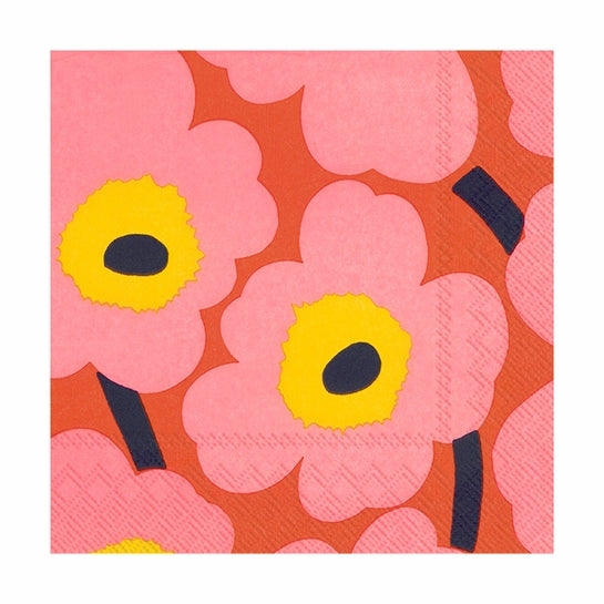 Marimekko paper napkins - Lunch size UNIKKO rose orange