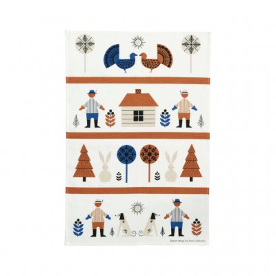 Jägare, tea towel, blue brown