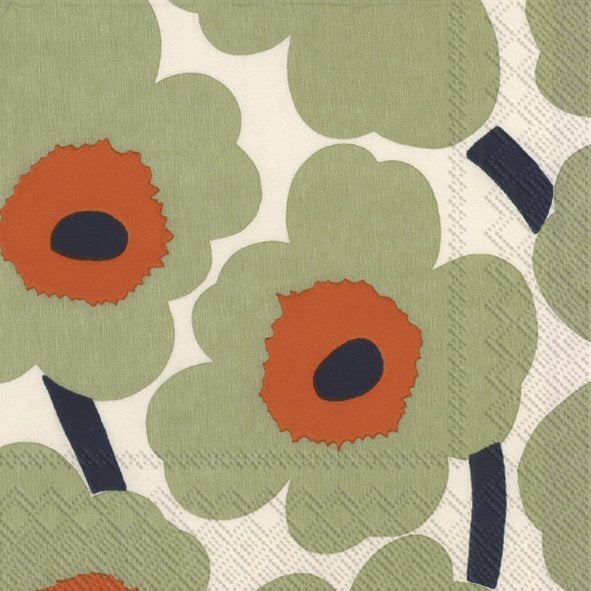 Marimekko paper napkins - Cocktail : UNIKKO cream orange