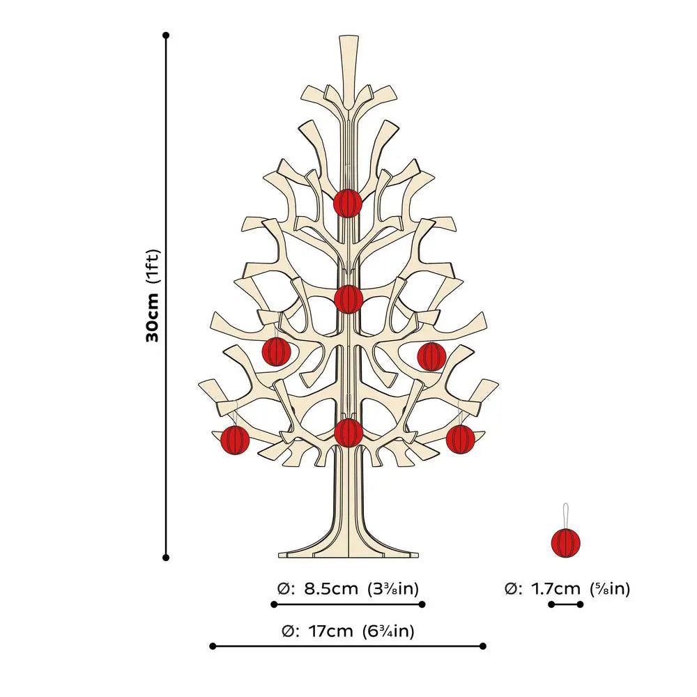 Lovi Spruce Tree 30 cm natural wood with 8 bright red