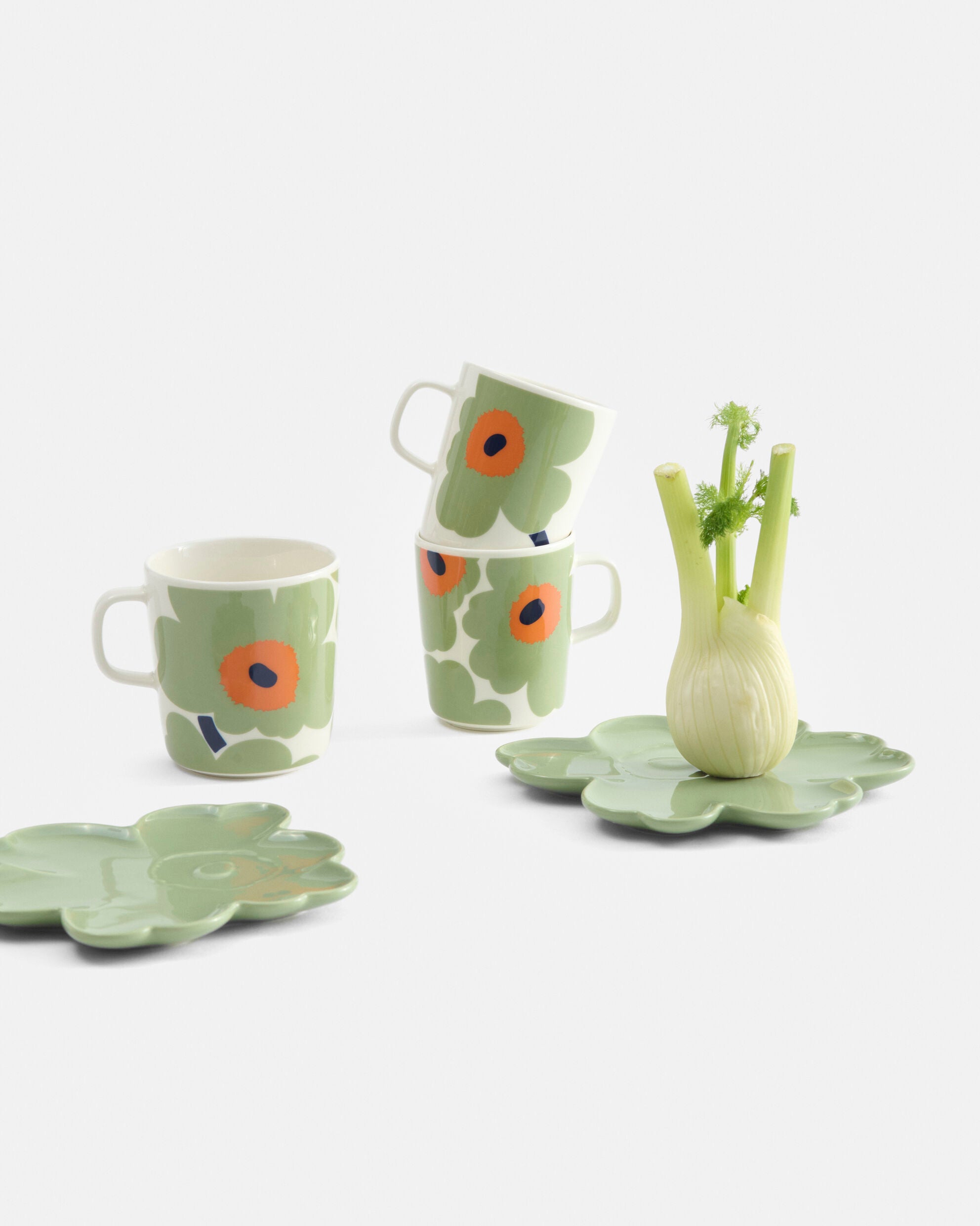 Oiva / Unikko Muki 4 Dl mug white, sage, orange, dark blue