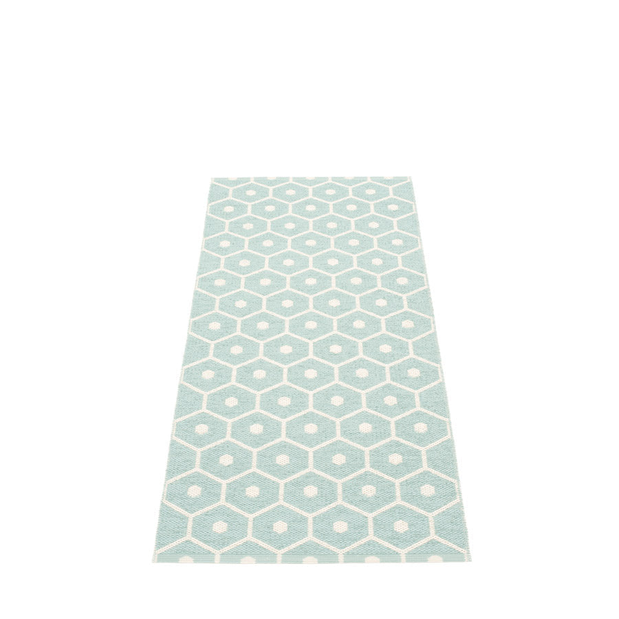 70x160cm / 2.25x5.25ft HONEY RUG- PALE TURQUOISE/VANILLA