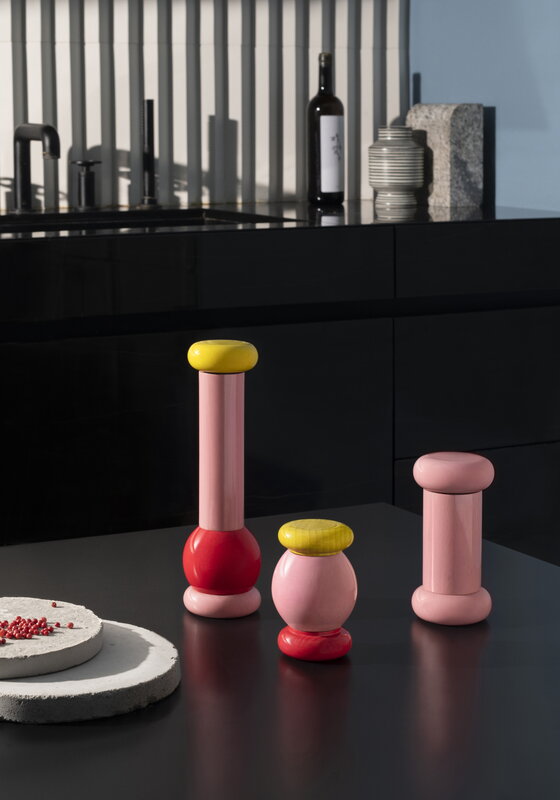 ES18 2 Sottsass grinder, small, pink - yellow - red