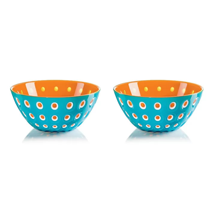 LE MURRINE | BOWL Ø12 - BLUE/WHITE/ORANGE SET OF 2