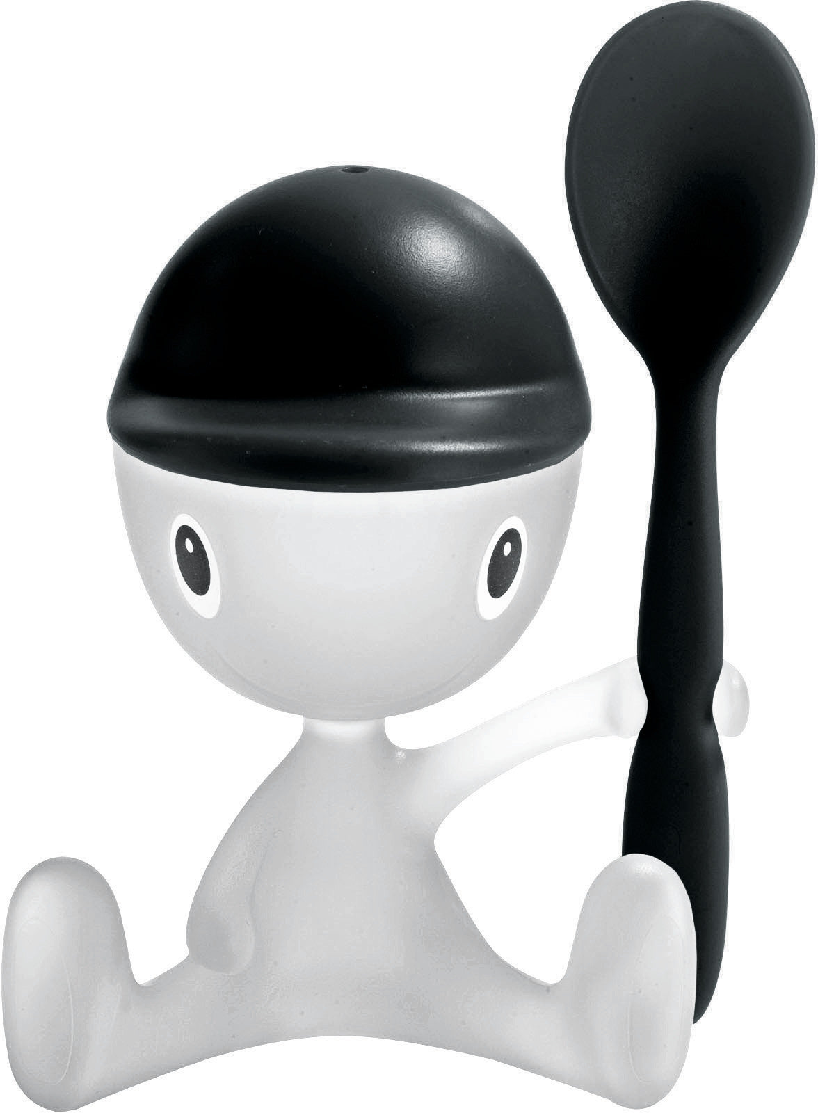 ASG23 B Cico Egg cup with salt castor and spoon -Black