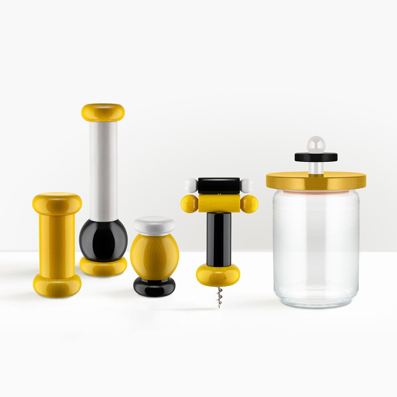 ES18 1 Sottsass grinder, small, yellow - white - black