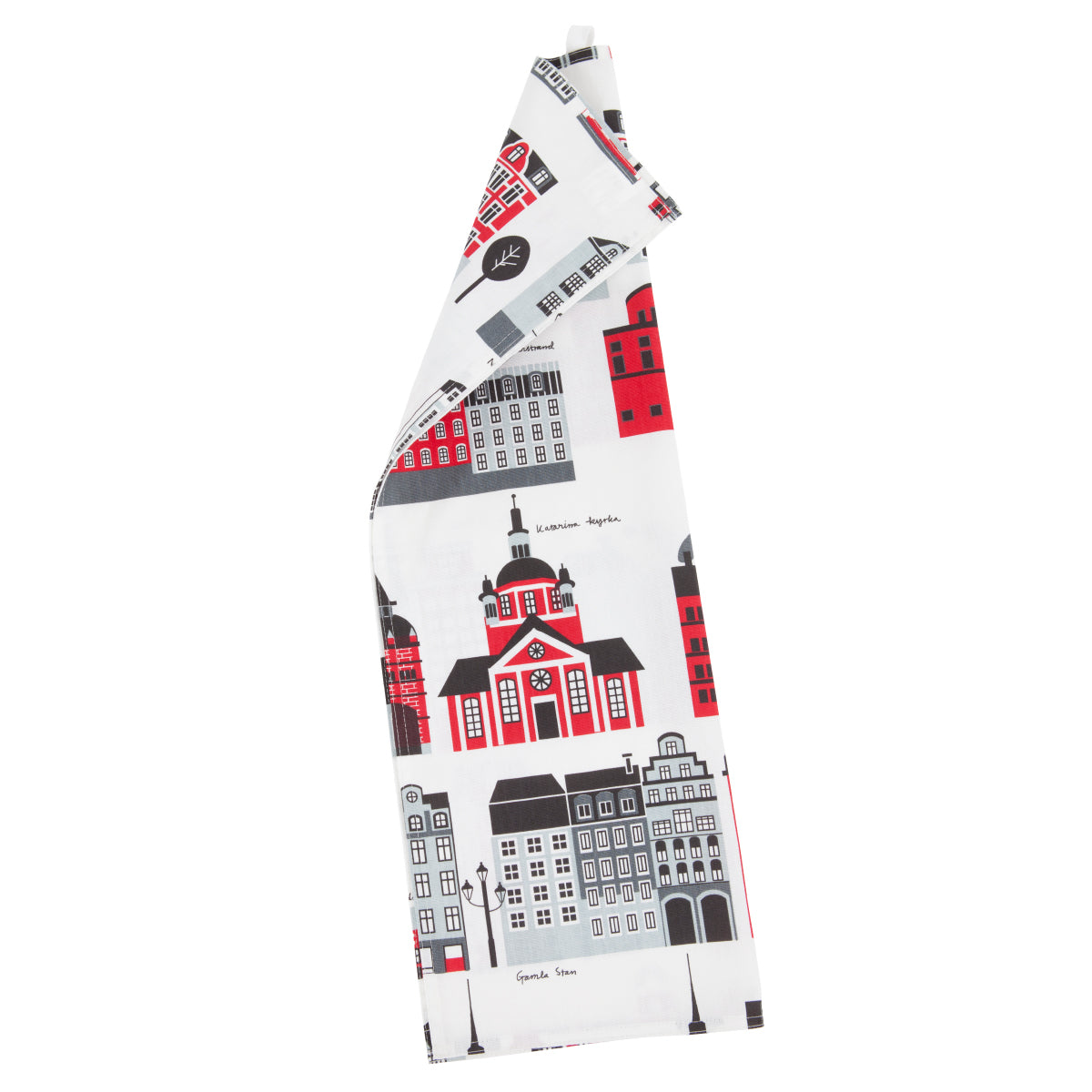 Tea towel / kitchen towel - My Stockholm red