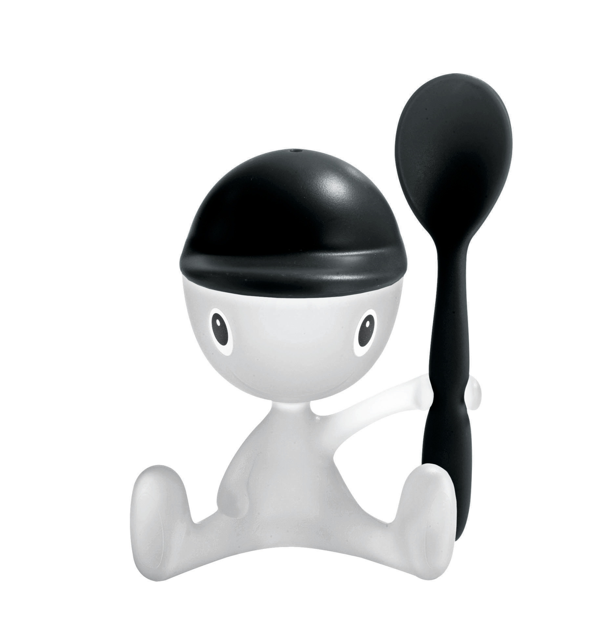 ASG23 B Cico Egg cup with salt castor and spoon -Black